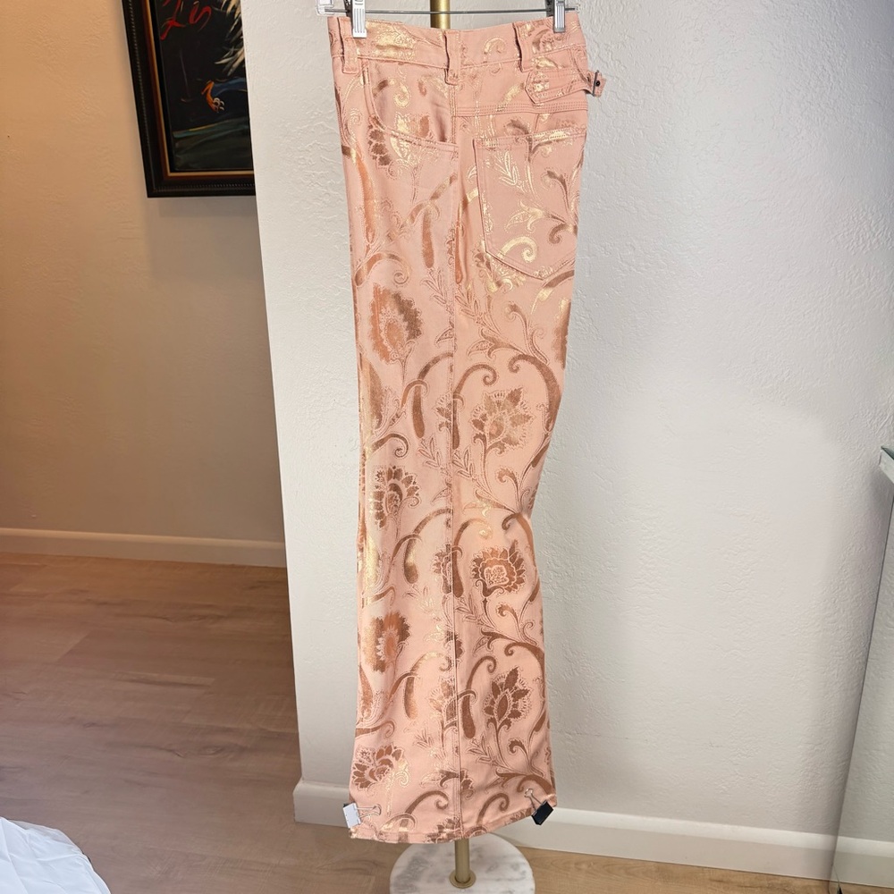 ETRO Milano FW18 Metallic Rose Gold Signature Paisley Carpenter Jeans 30 Italy - Picture 4 of 16